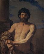 Giovanni Francesco Barbieri Called Il Guercino Hercules bust oil painting on canvas